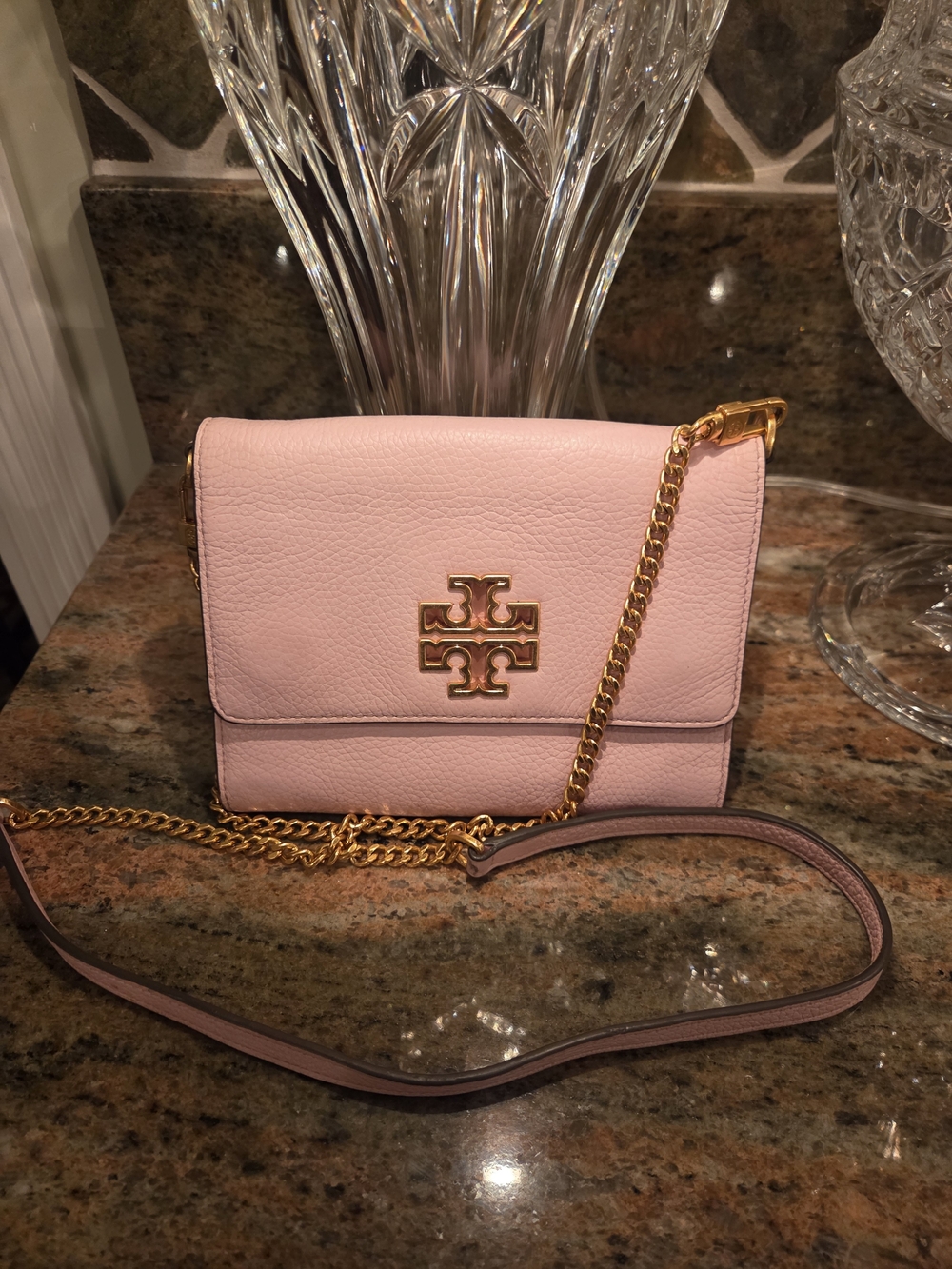 Tory Burch Pink Leather Chain Crossbody Bag